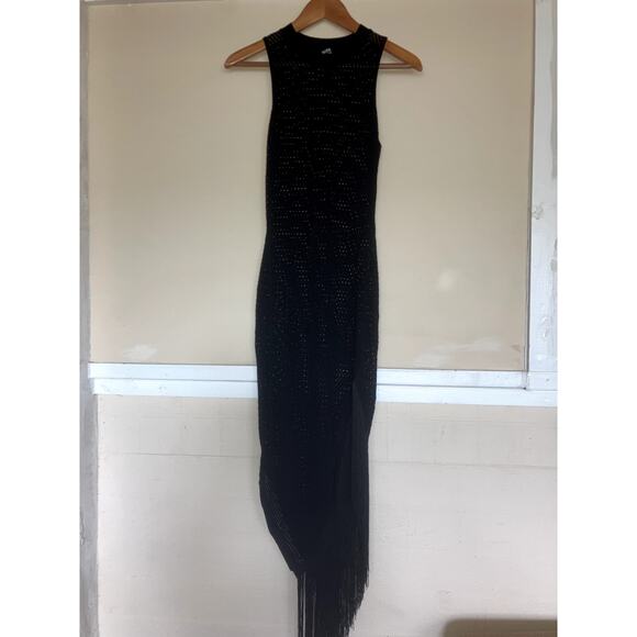 HERA COLLECTION Faye Fringe Midi Dress Black Size Medium M SEXY COCKTAIL PARTY - Picture 6 of 9